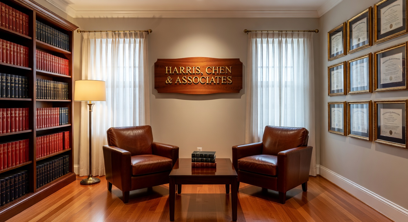 Адвокат рассматривает документы по делу о предоставлении убежища с клиентом в юридической конторе