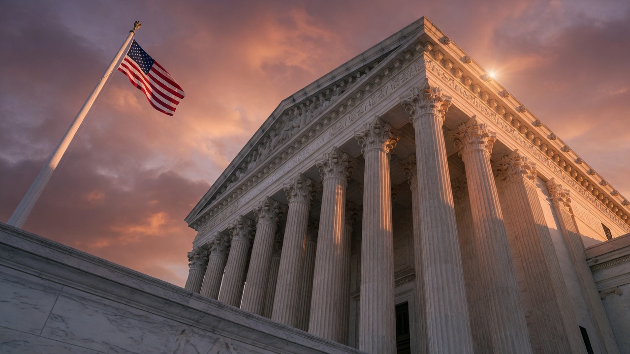 Edificio de la Corte Suprema de Estados Unidos detrás de una cerca de detención, símbolo del caso sobre detención migratoria indefinida